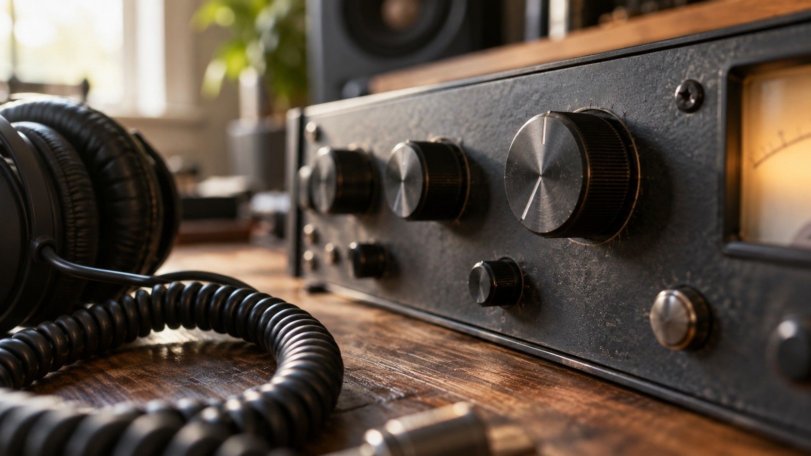 Audio compressor knobs and a headphone cable